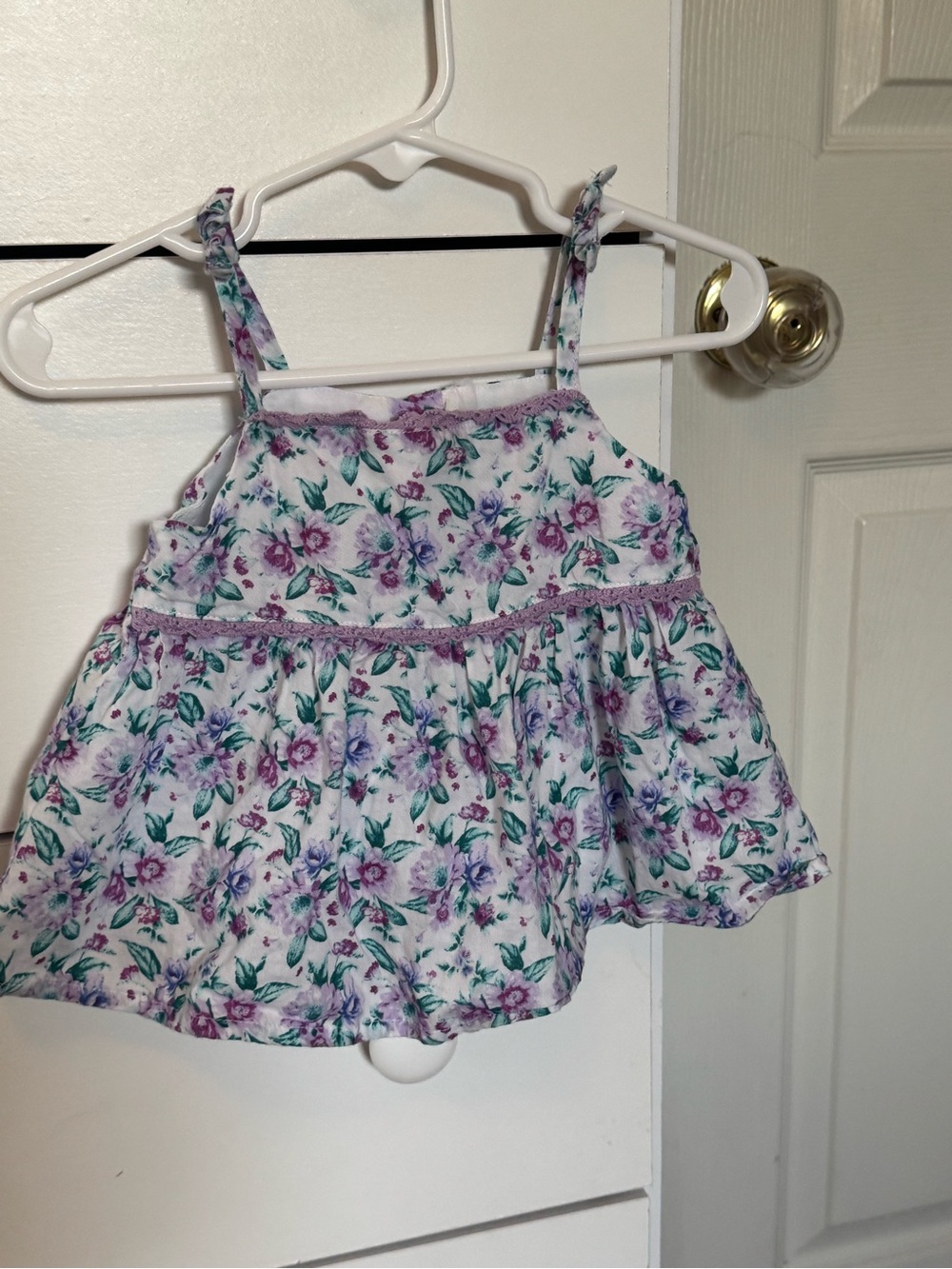 Janie and Jack White Floral Baby top with Purple & teal flowers size 6-12 months